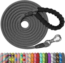 15FT Training Leash for Dogs, Nylon Rope Dog with Swivel Lockable Hook and Comfo