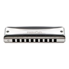Suzuki Fabulous F-20E 10-Hole Harmonica Key of G Brass Body Silver Cover
