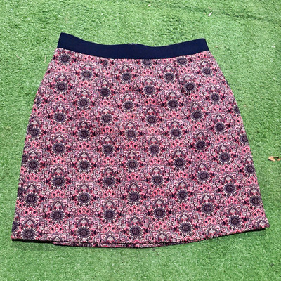 Dunnes Women's A-Line Short Skirt Geometric Print Pink/Black/Blue Size 10
