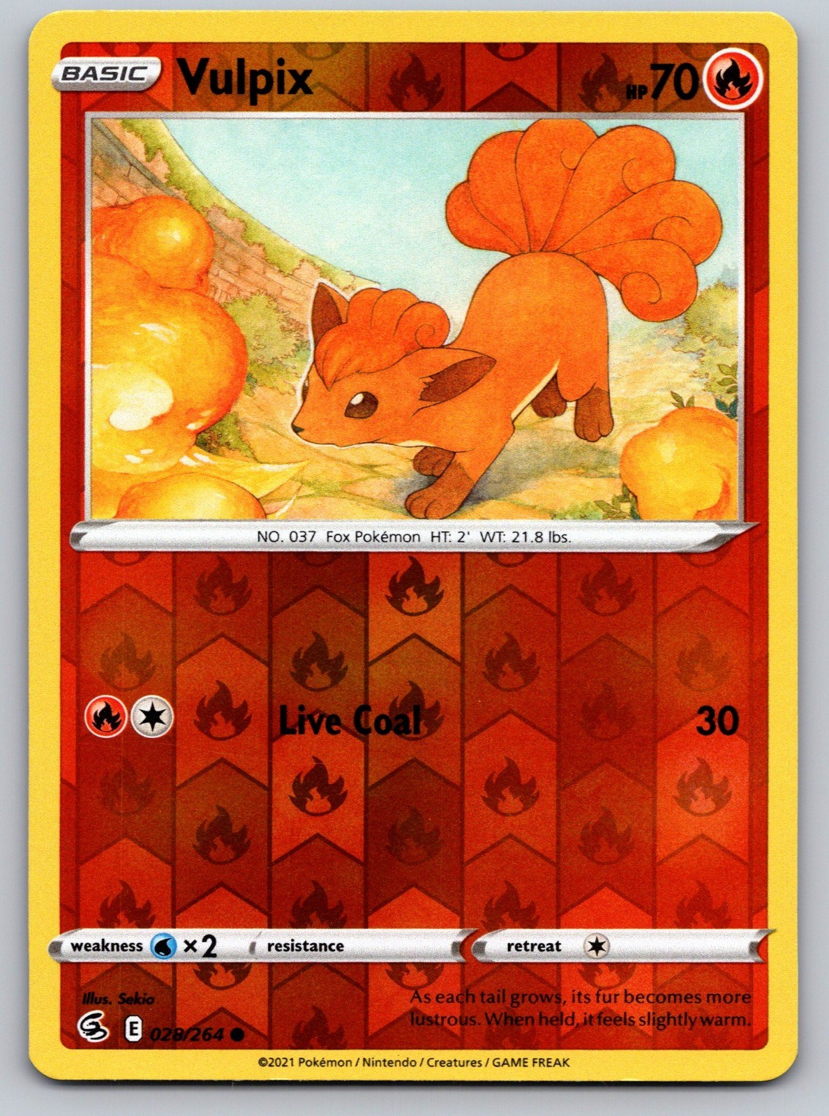 Vulpix (28) Reverse Holo Common SWSH08: Fusion Strike 028/264 NM