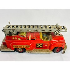 VTG 1960s Nomura Japan Tin Red Fire Truck Battery Operated FD 6097