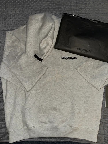 FEAR OF GOD Essentials FOG Felpa con Cappuccio Grigio Avena Pullover Uomo Taglia Large