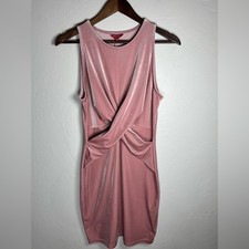 Guess Blush Velour Velvet Twist-Front Bodycon Mini Dress Size Medium