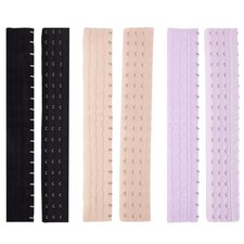 6 PCS Elastic Corset Extender 3 Row 18 Hook Back Bra Adjusters 3 Colors