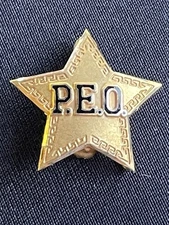 Vintage PEO 10k Gold Sisterhood Star Member Pin Brooch P Wis. 24 P.E.O. Rare