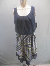 NWT AB Studio Size L Women Multicolor Sleeveless Round Neck Asymmetric Dress 446