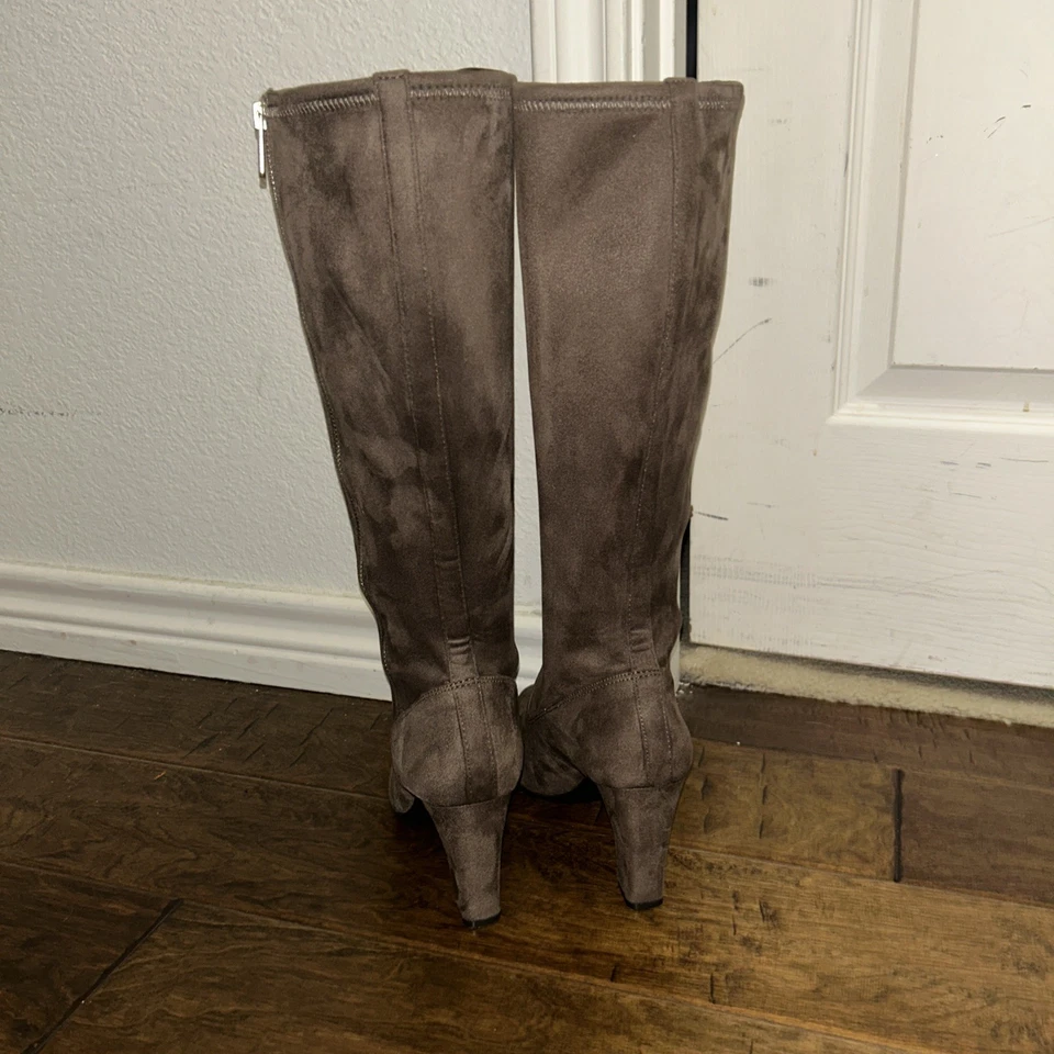 Anne Klein Sport Akelek Tall Boots, Taupe Color,Faux Suede,High Heel,Zip, SZ: 7M - Image 2 of 4