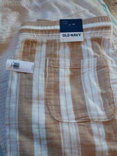 Old Navy Brown and White Striped Womens drawstring shorts New