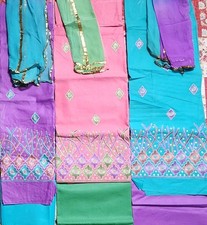 3 Peice 100 cotton Unstitched open fabric Salwar Kameez dupatta suit set