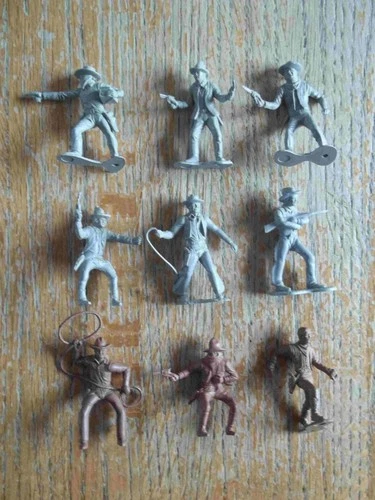 1950's MARX Western Ranch Playset full set of 9 54mm Cowboys