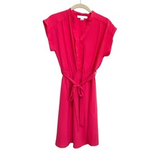 Monteau Los Angeles Pink work business Midi mid length Cap Sleeve Dress Medium