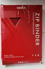VaultX 9-POCKET EXO-TEC ZIP BINDER (RED) HOLDS 360 TRADING CARDS - SIDELOADING