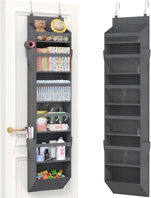 Lifewit Over Door Organizer 6 Section Hanging Storage 4 Side Pockets Dark Gray