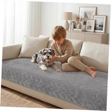 Couch Cover for Dogs Chenille Quilted Couch Covers for Pets 34" x 74" Grey