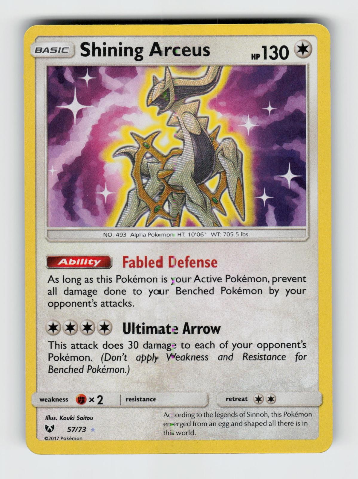 Shining Arceus 57/73 Holo Rare Shining Shining Legends Pokemon 2017 LP