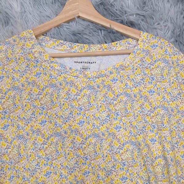 Sportscraft Liberty Magic Tee Top Womens 20 Yellow Ditsy Floral Paisley Stretchy