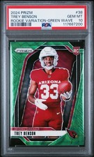 Trey Benson 2024 Panini Prizm Image Variation #38 Green Wave RC PSA 10! Pop 1
