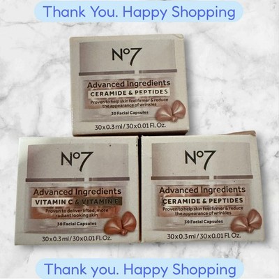 FOR 3 No7 Ceramide & Peptide Capsules 30pk Skin Firner Reduce Appearance NEW