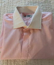 Turnbull & Asser Mens Pink Shirt  white French Cuff +Collar  Made In England 17