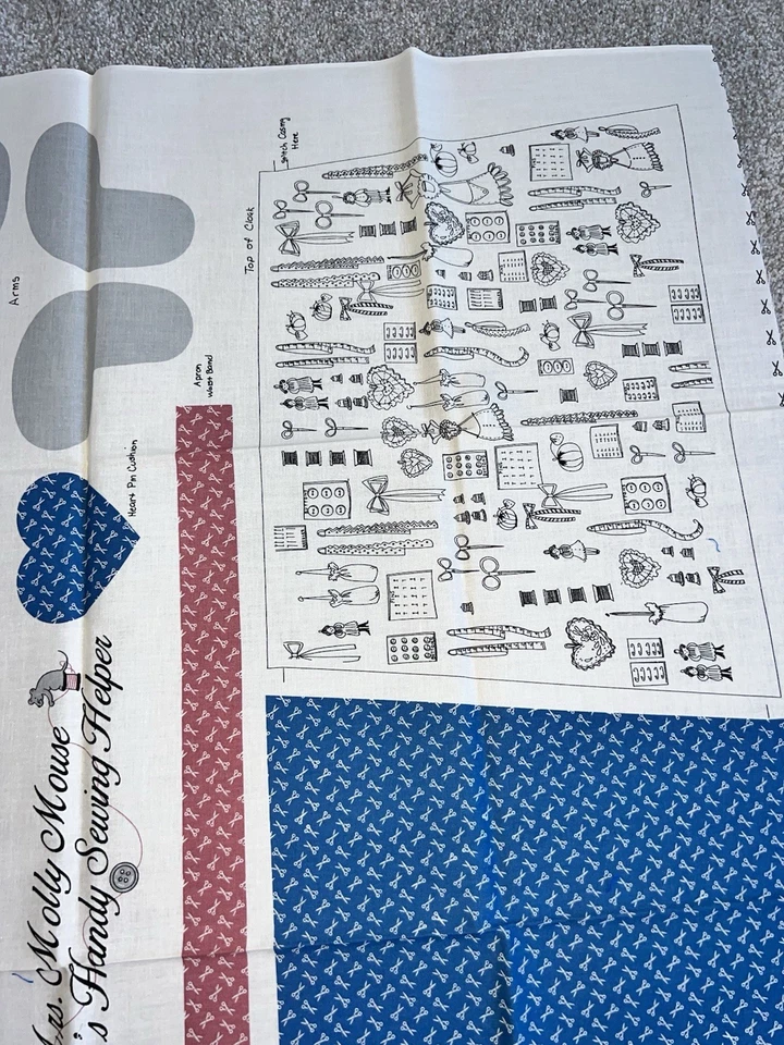 Mrs. Molly Mouse Sewing Helper Fabric Panel Joan Kessler for Concord Fabric New - Image 4 of 4