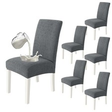 Waterproof Chair Covers for Dining Chairs Set of 6, Stretch Jacquard Dining R...