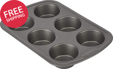 Nonstick Steel Muffin Pan 6-Cup Everyday Baking Pan Gray Oven Safe