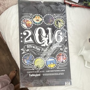 Disney 2016 Attraction Poster Calendar 12 Month 12"x18" Mickey Mouse Pirates
