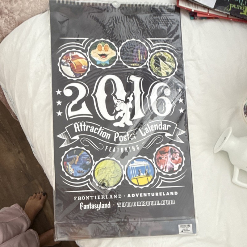 Disney 2016 Attraction Poster Calendar 12 Month 12"x18" Mickey Mouse Pirates