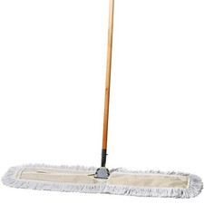 36" Commercial Dust Mop & Floor Sweeper - Cotton Head, Wooden Handle, Industrial