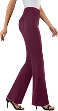 Womens Dress Pants Stretchy Work Pants Business Casual Office Trousers Pull on F