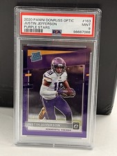 PSA 9 Bookend 1/25 2020 Donruss Optic Justin Jefferson RC Purple Stars Parallel
