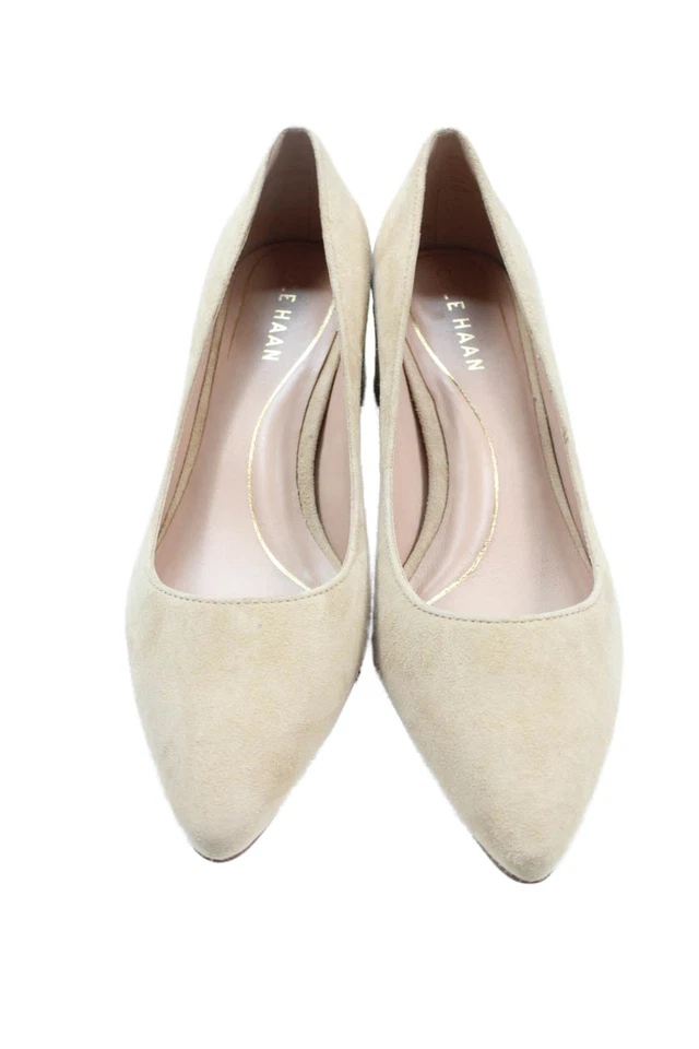Cole Haan Mujer Gamuza Sin Cordones Punta Bloque Tacones Beige Talla 6.5 Foto 2 de 4