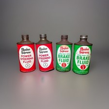 VTG Quaker Supreme Power Steering Fluid & Brake Fluid Can Lot of 4 Conetops READ