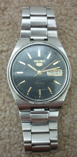Vintage Seiko 5 Automatic Mens Watch Day Date 7009-3130