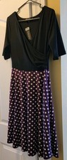 Oxiuly Women Size Large Dark purple Skirt Cream Polka Dots