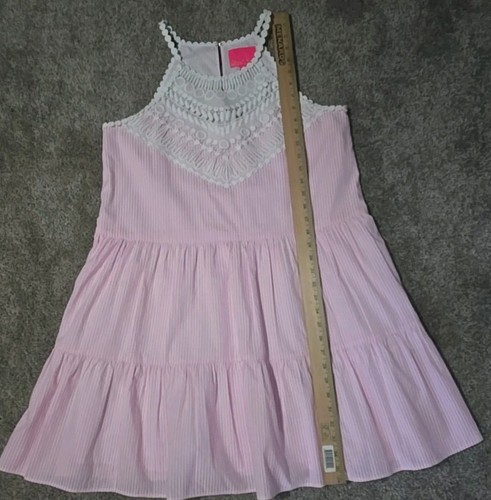 Lilly Pulitzer Dress Britt Havana Pink Seersucker Stripe Halter Swing Pockets, 8 - Picture 12 of 13
