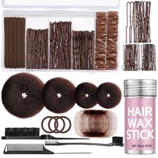 Yogode Bun Maker, Hair Bun Maker,Donut Bun Maker Set,Dark Brown