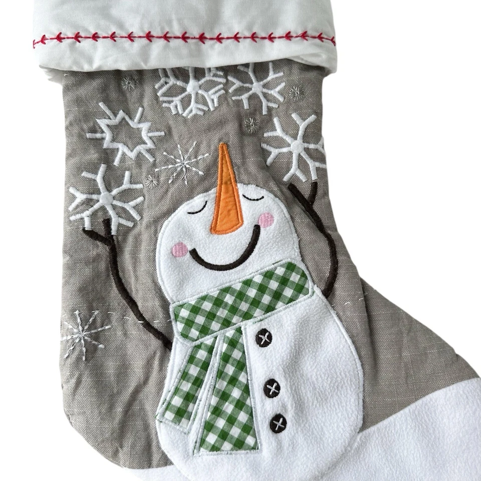 Medias de muñeco de nieve Pottery Barn acolchadas grises copos de nieve vacaciones de Navidad sin mono Foto 2 de 4