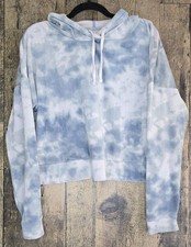 SO The Lounge Life Cropped Hoodie Tie Dye Women's Sz Large Gray