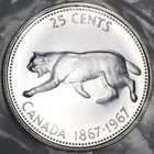 1967 CANADA 25 CENTS - 100 YRS CONFEDERATION / LYNX - BU P/L SILVER - RCM SEALED