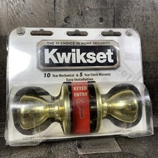 Kwikset Entry Door Lock Set Keyed Brass Finish Knob