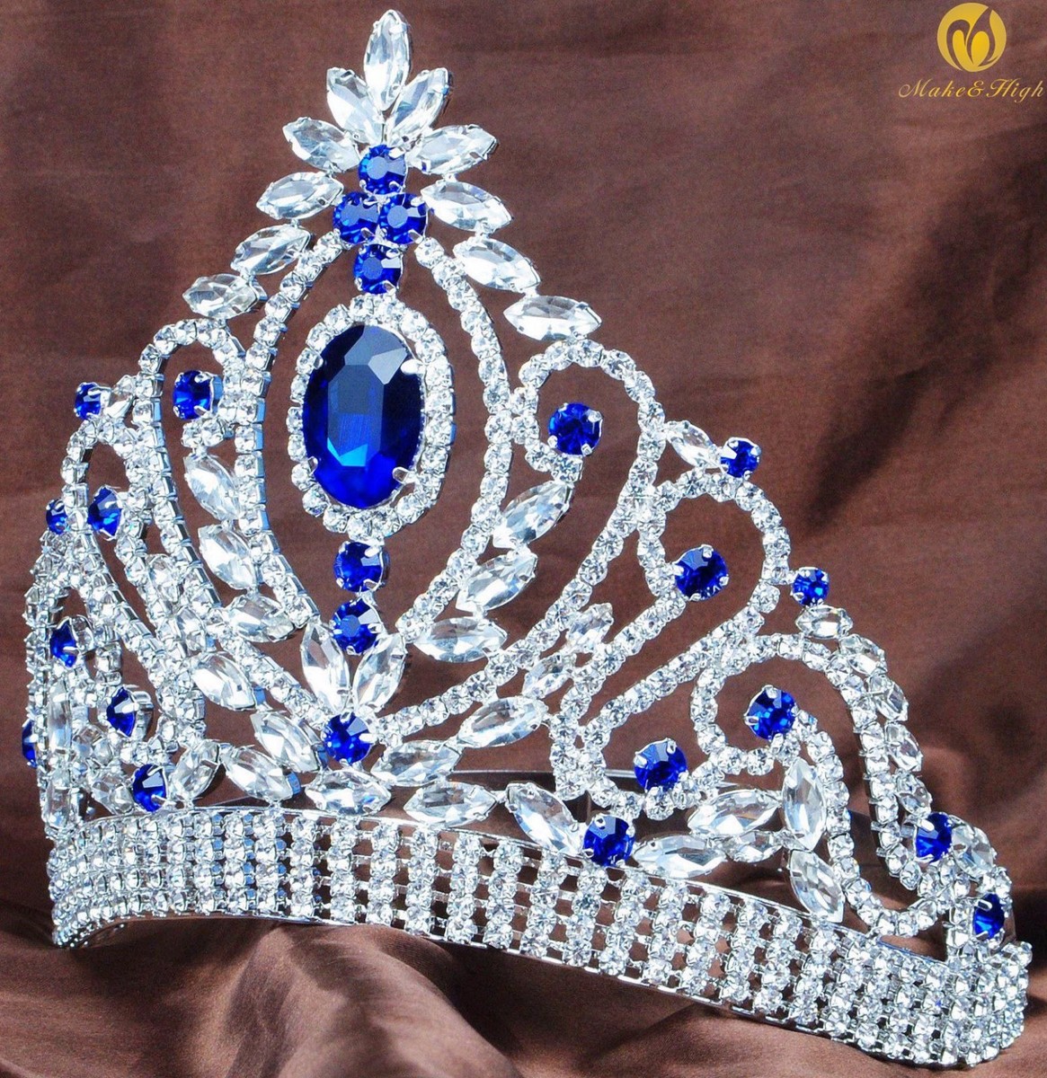 Princess Blue Tiara Hair Crown Crystal Headband Wedding Bridal Pageant  Costumes