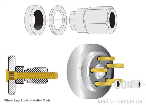 Wheel Studs Installer Tool Nut Kit Fit Mitsubishi Lancer Year 2014 m12x1.5 V-Pro - Picture 4 of 5
