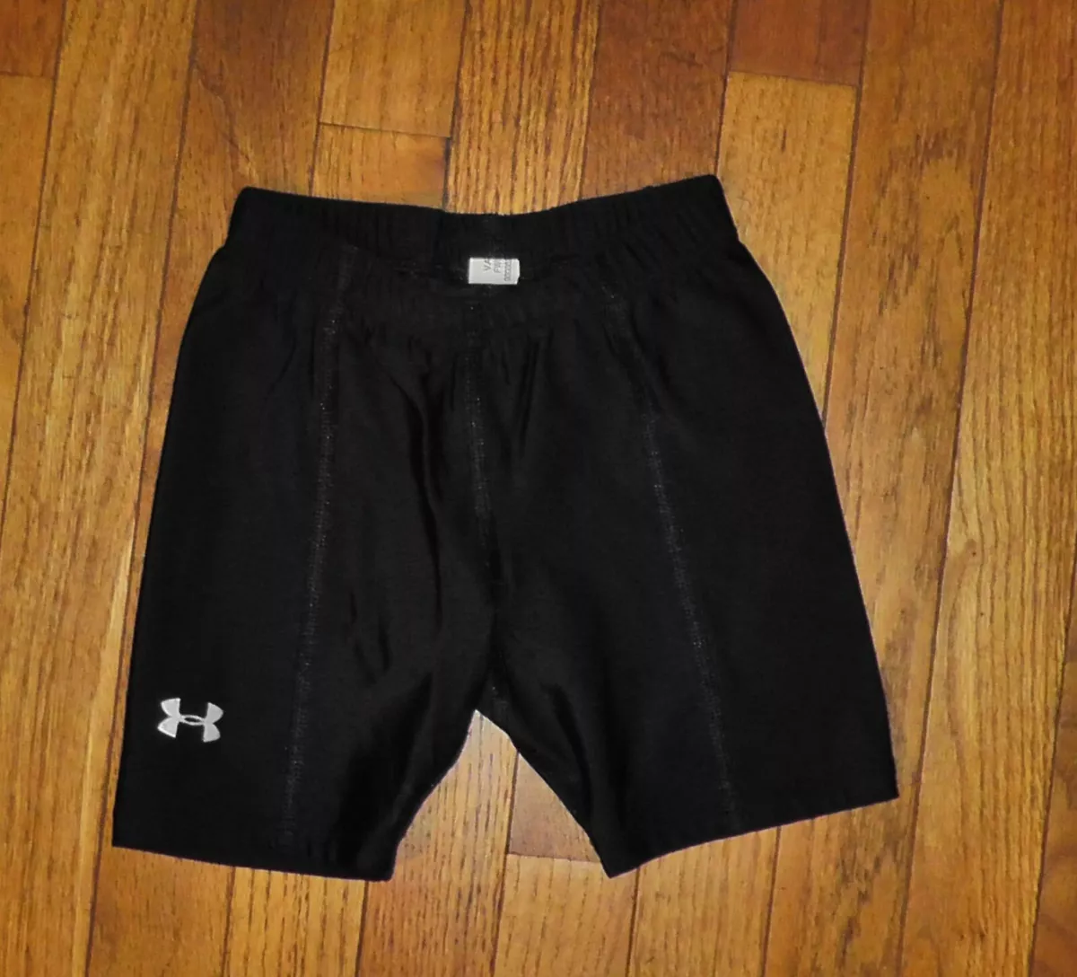 Girls Under Armour Shiny Spandex Compression Shorts Black Youth Medium