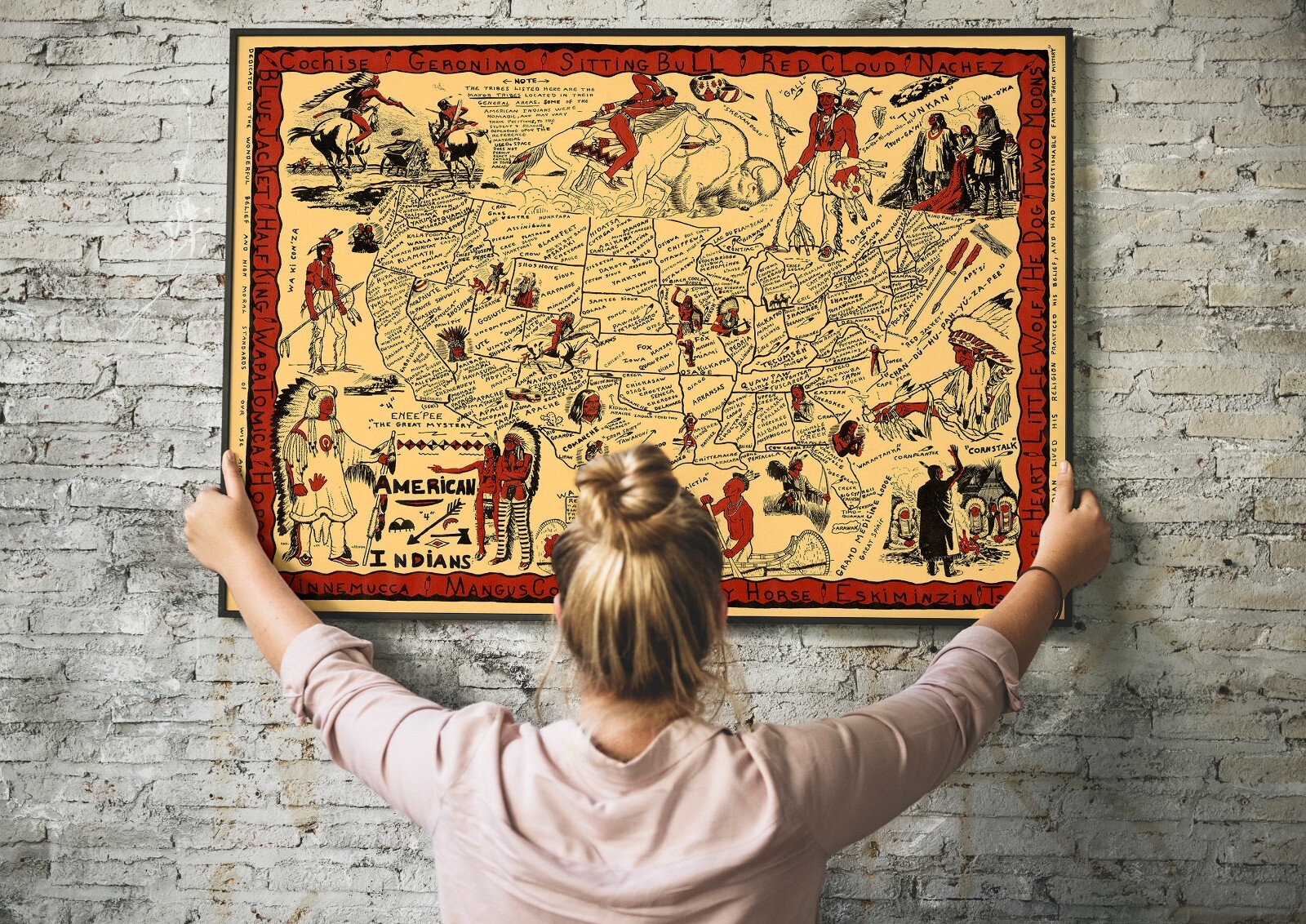 Pictorial Map of Native American Indian Tribes Wall Art Poster Print ...