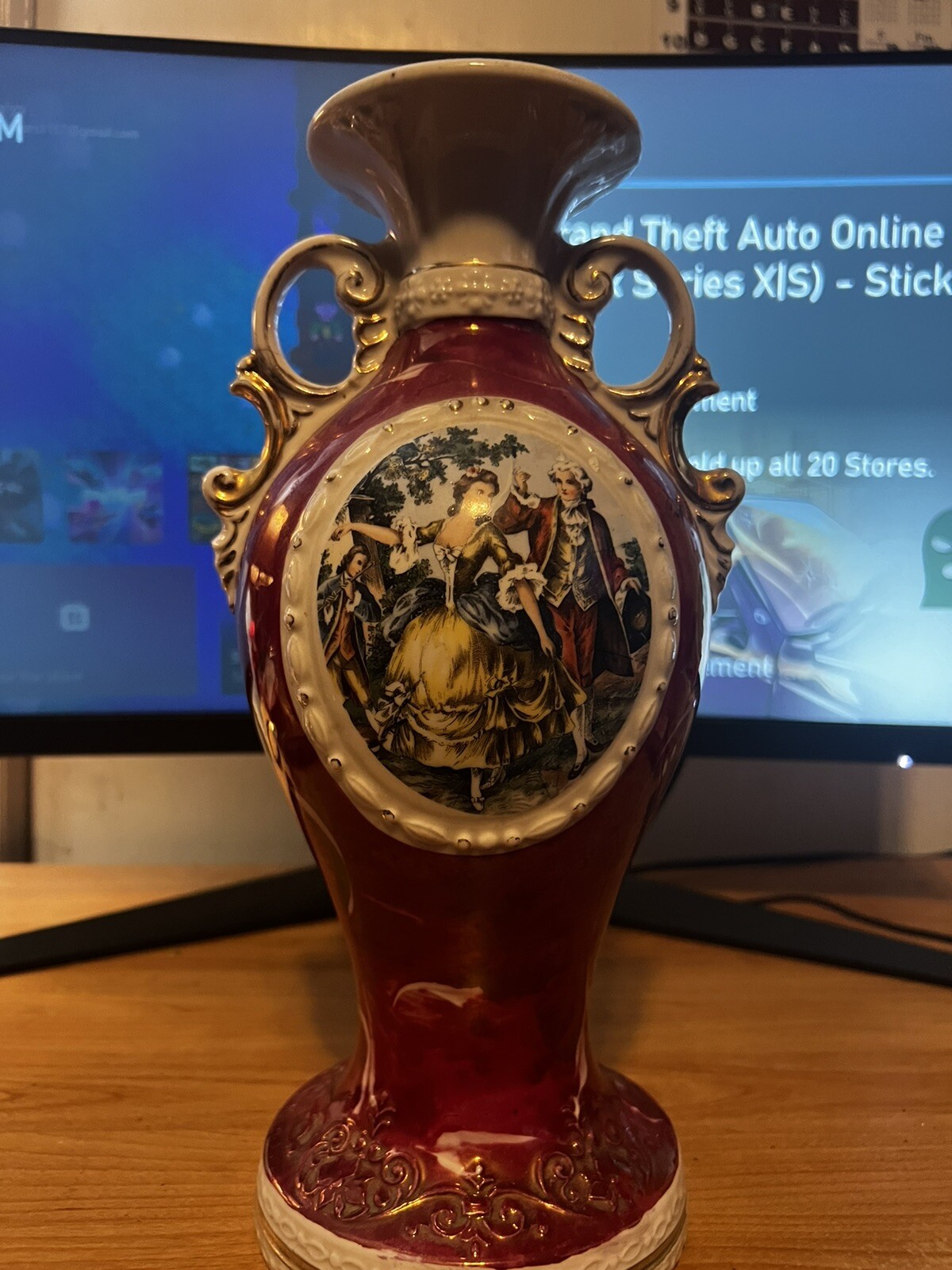 Table Lamp Victorian Colonial Couple George & Martha Porcelain-image