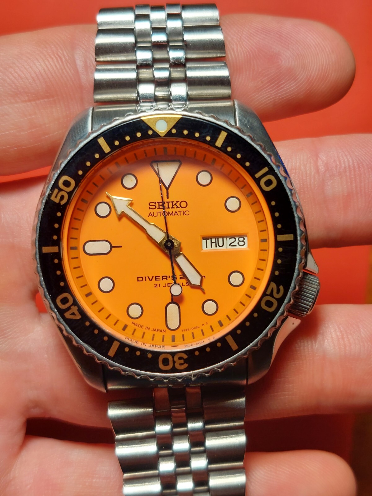 lineal Dæmon Foster Seiko 43mm Dive Watch 7s26-0020 Automatic w Orange Dial, Dive Band &amp;  display box | eBay