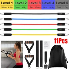 11x Resistance Band Set For Gyms Workout Yoga Pilates Exercise Fitness Training