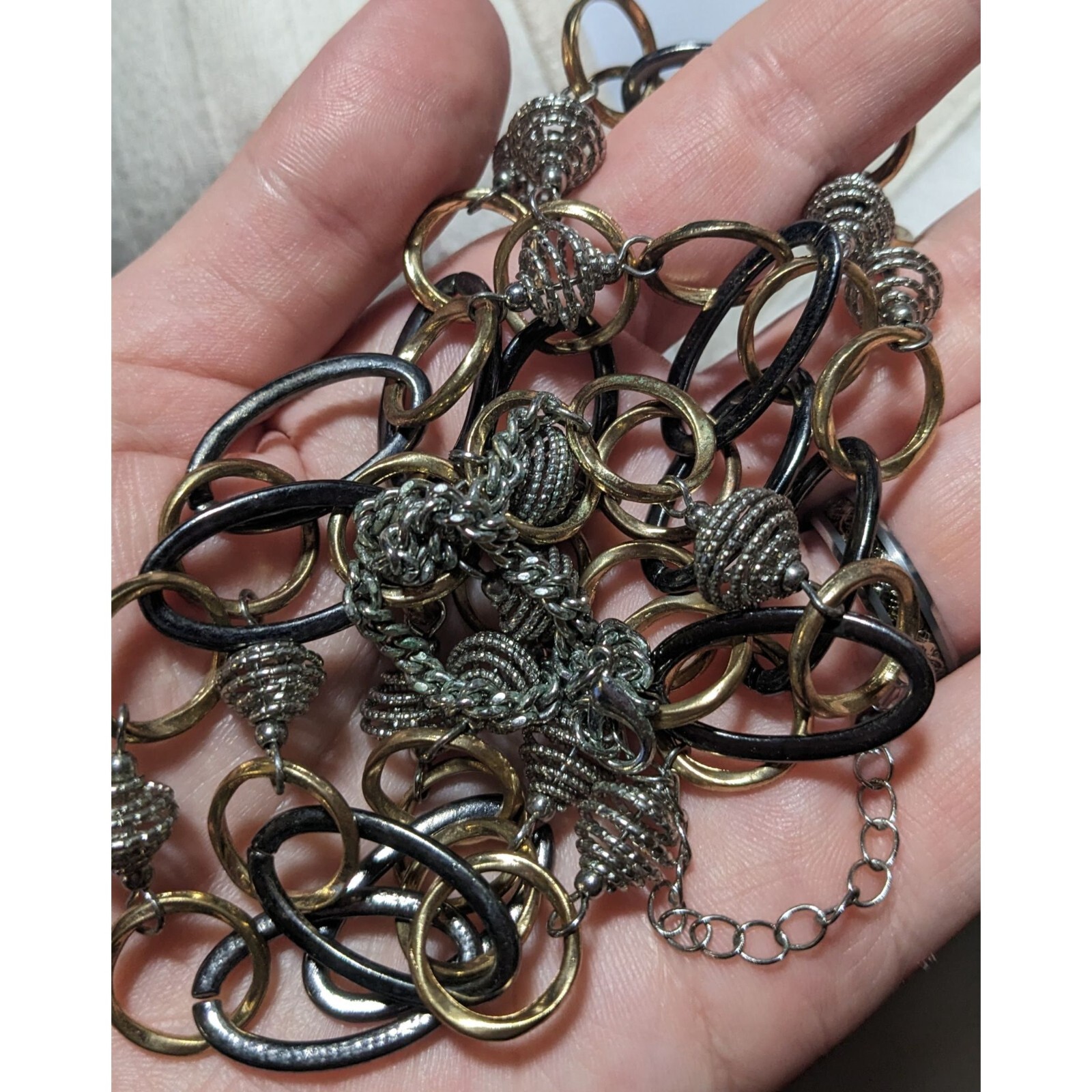 Multi Metallic Statement Chain  Necklace - image 4