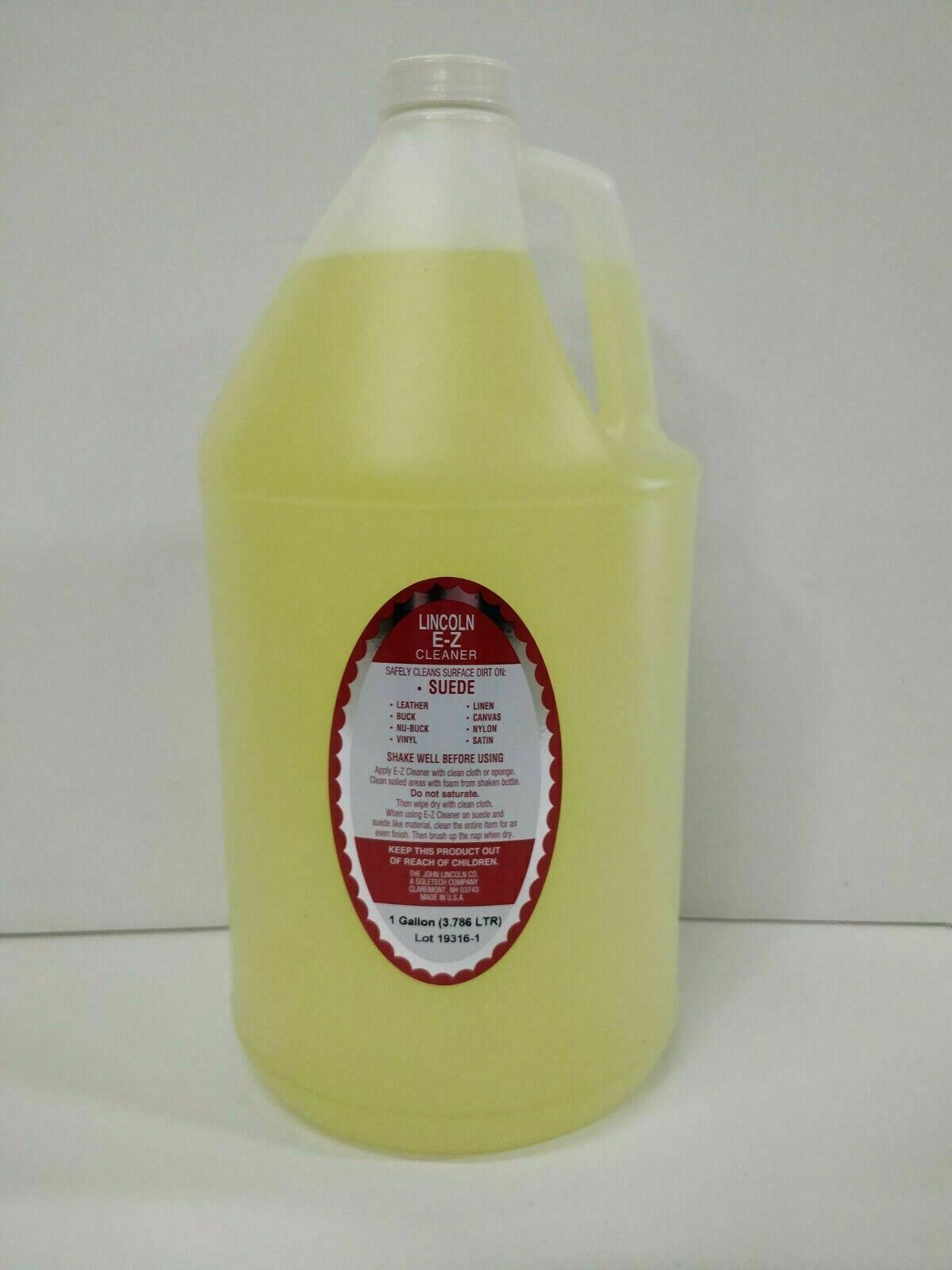 Lincoln EZ Cleaner, 1 gallon Bottle Clean Suede Shoes,Boots, Gloves and Coats